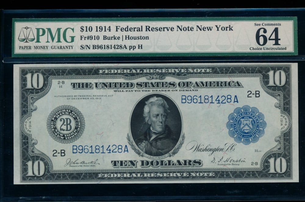 1914 $10 New York FRN PMG 64 (1 of 2)