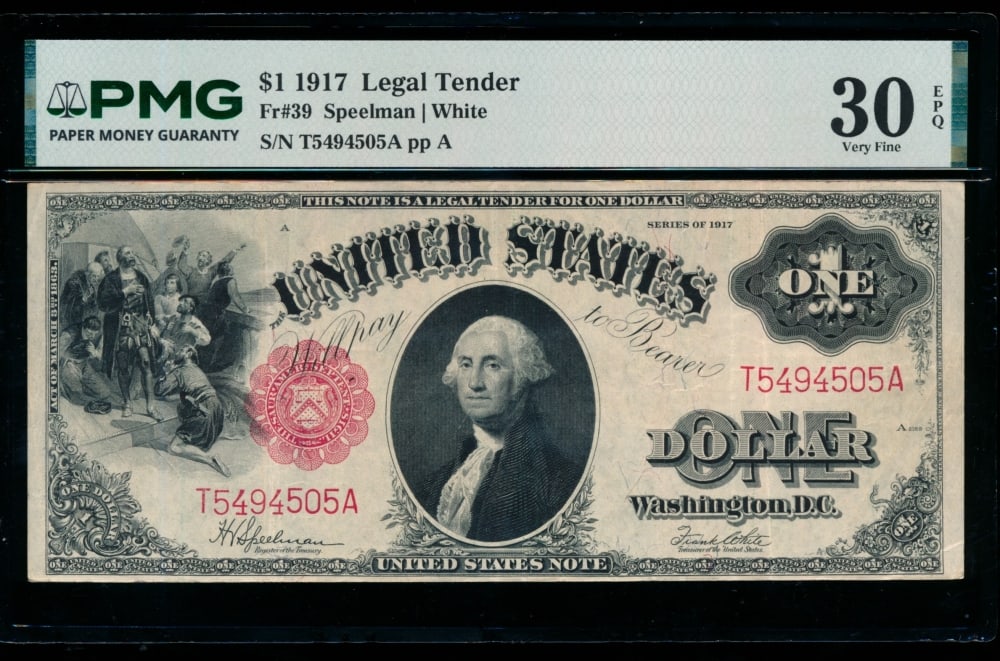 1917 $1 Legal Tender Note PCGS 30EPQ (1 of 2)