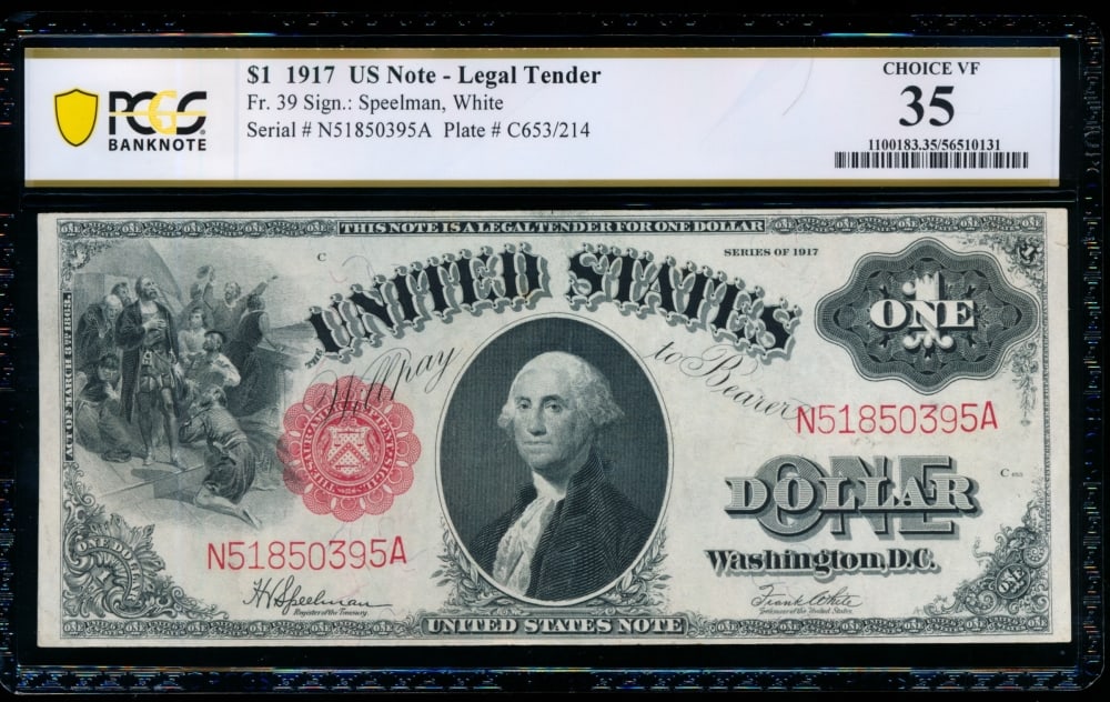 1917 $1 Legal Tender Note PCGS 35 (1 of 2)
