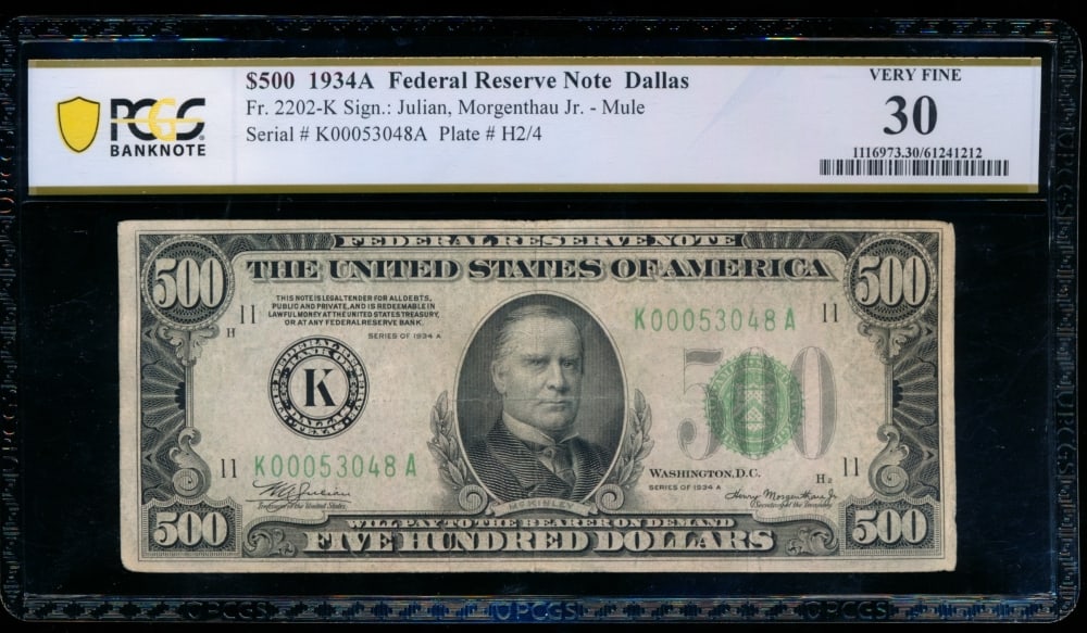 1934A $500 Dallas FRN PCGS 30 (1 of 2)