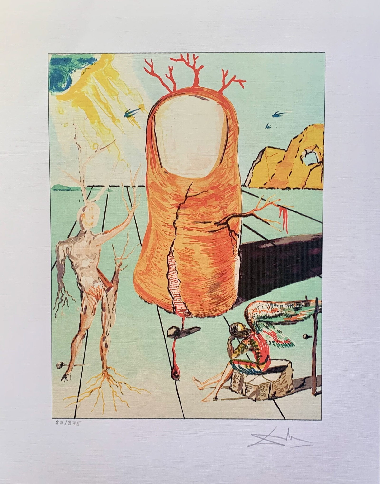 Salvador Dali THE THUMB Facsimile Signed Limited Edition Giclee: This is a limited edition giclee titled THE THUMB by Salvador Dali. This piece is facsimile signed on the lower right. Pencil numbered from an edition of 375. Paper measures 17 inches x 13 inches. Ima