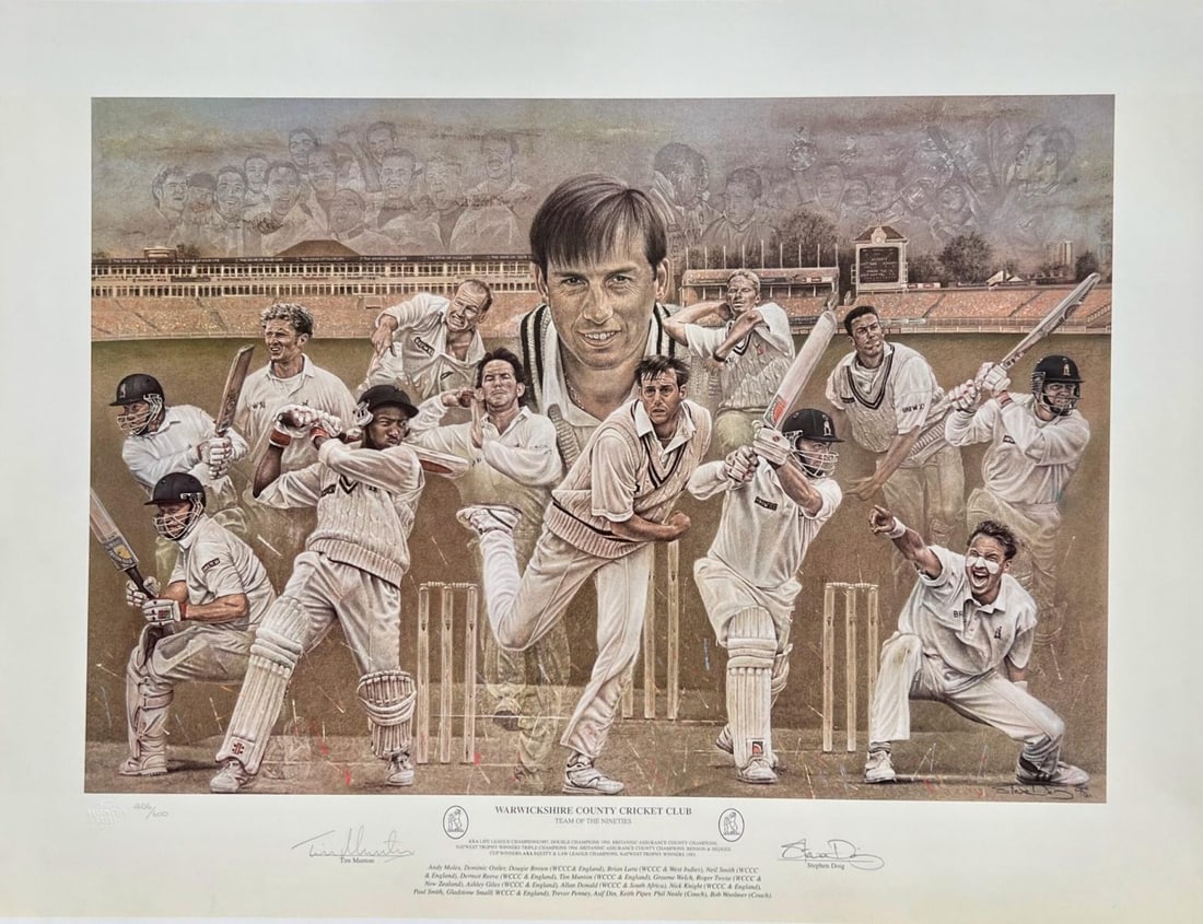 Stephen Doig WARWICKSHIRE COUNTY CRICKET CLUB Hand Signed Lithograph (1 of 1)