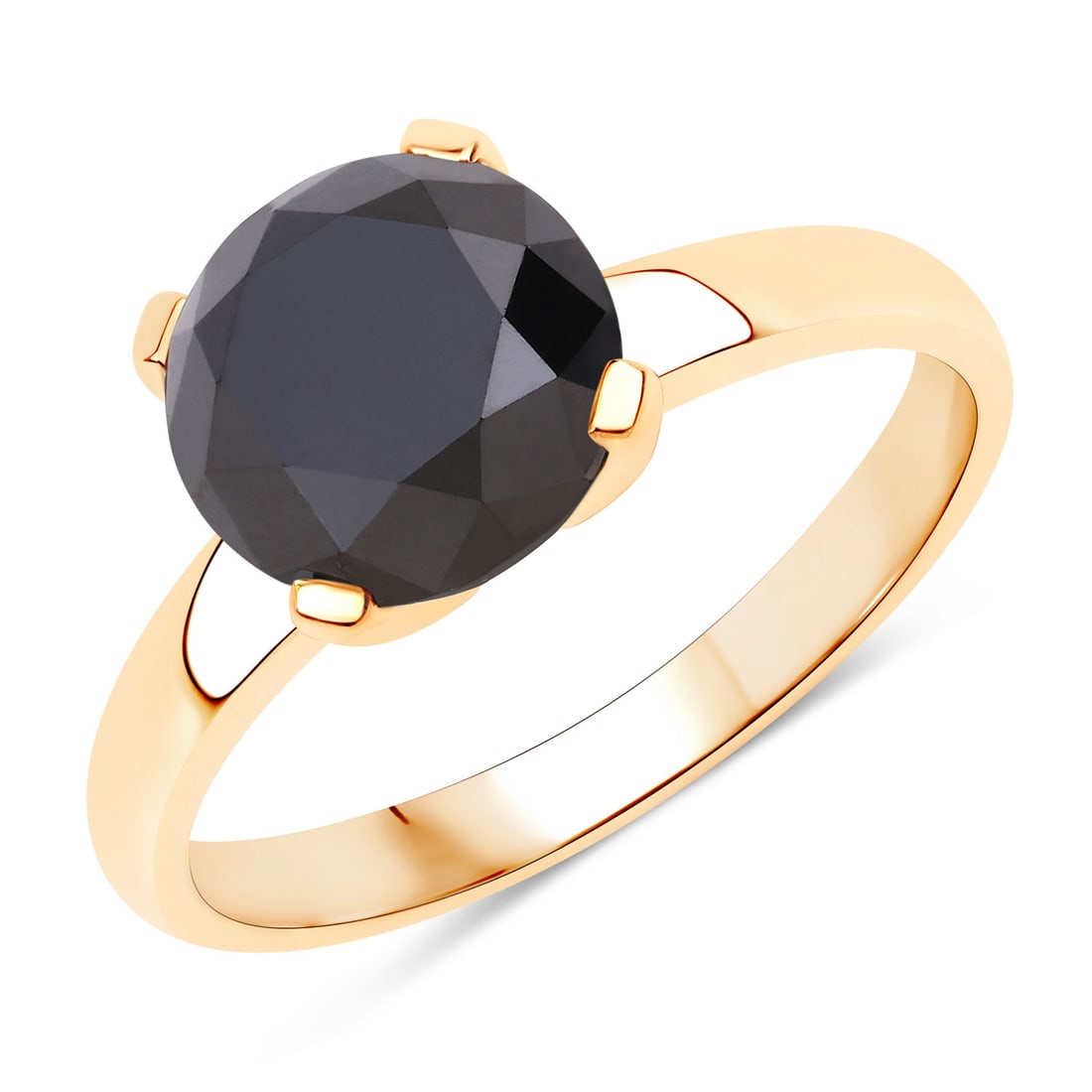 14KT Yellow Gold 3.00ct Black Diamond Ring