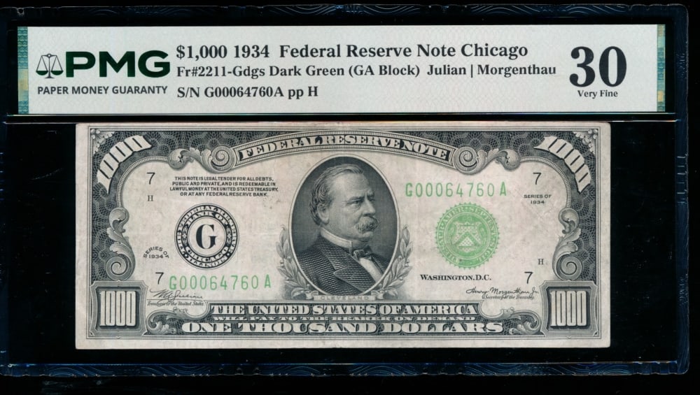1934 $1000 Chicago FRN PMG 30