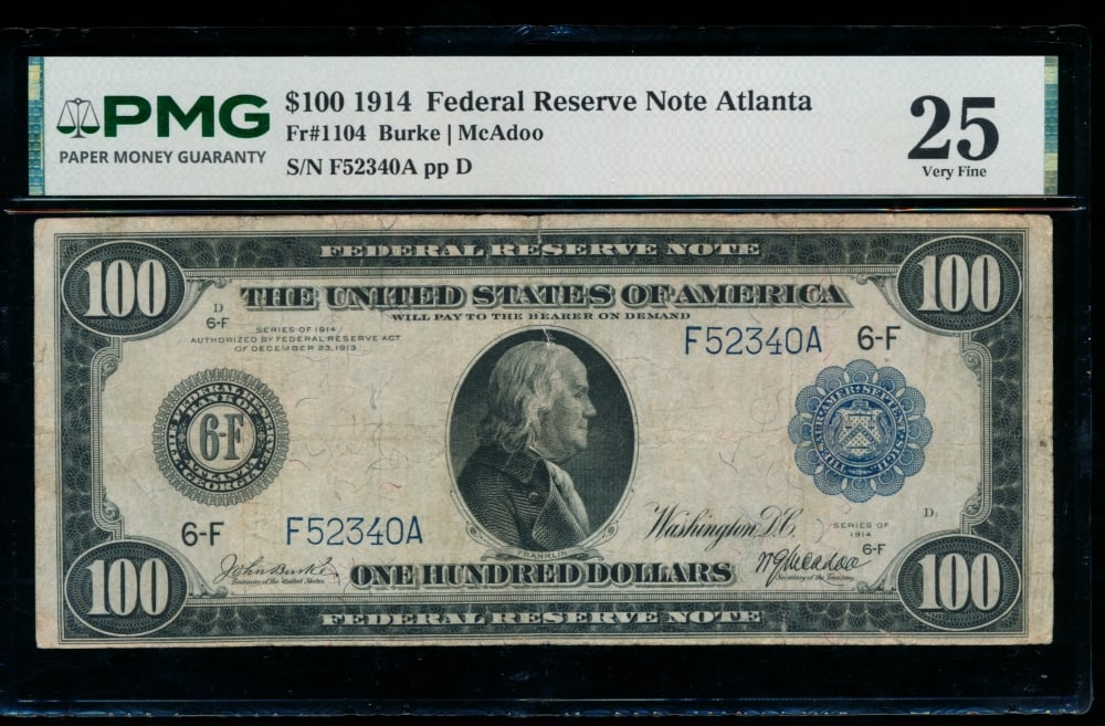 1914 $100 Atlanta FRN PMG 25 (1 of 2)