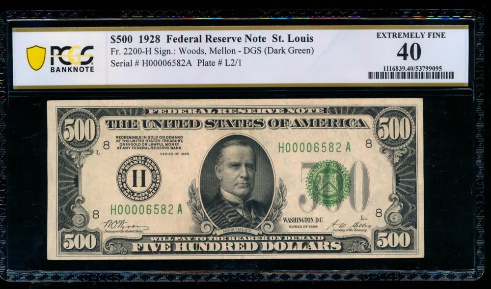 1928 $500 St Louis FRN PCGS 40 (1 of 2)