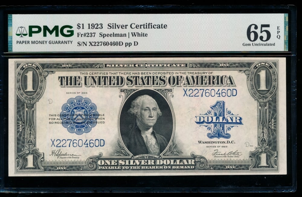 1923 $1 Silver Certificate PMG 65EPQ (1 of 2)