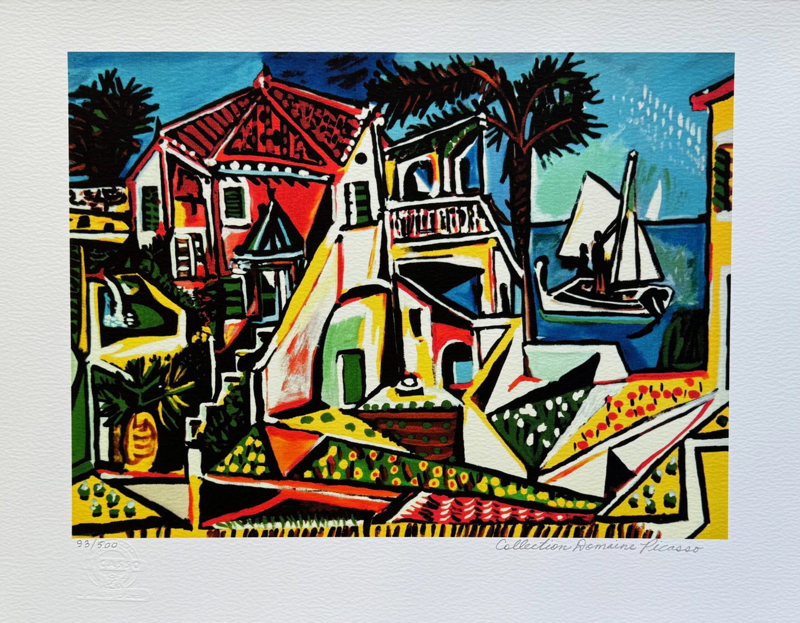 Pablo Picasso MEDITERRANEAN LANDSCAPE Estate Signed Limited Edition Giclee: This is a PABLO PICASSO (ESTATE COLLECTION DOMAINE) (1881-1973) giclee titled MEDITERRANEAN LANDSCAPE This piece is hand pencil signed on the lower right as Collection Domaine Picasso and has an embos