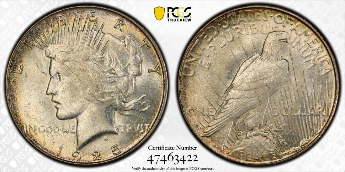 1925-S $1 Peace Silver Dollar PCGS MS63 (1 of 3)