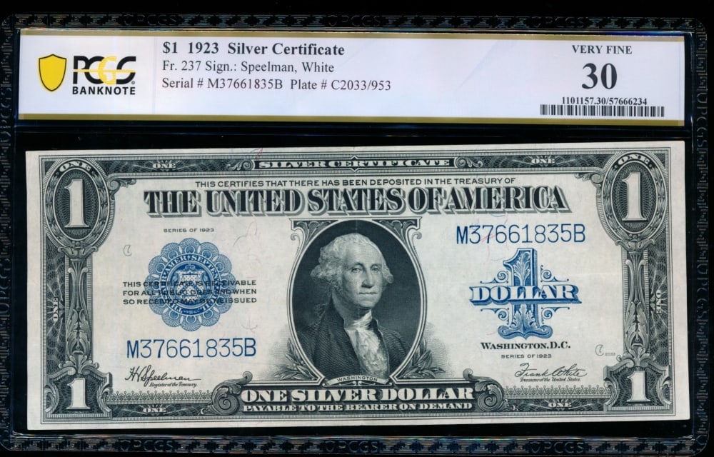 1923 $1 Silver Certificate PCGS 30 (1 of 2)