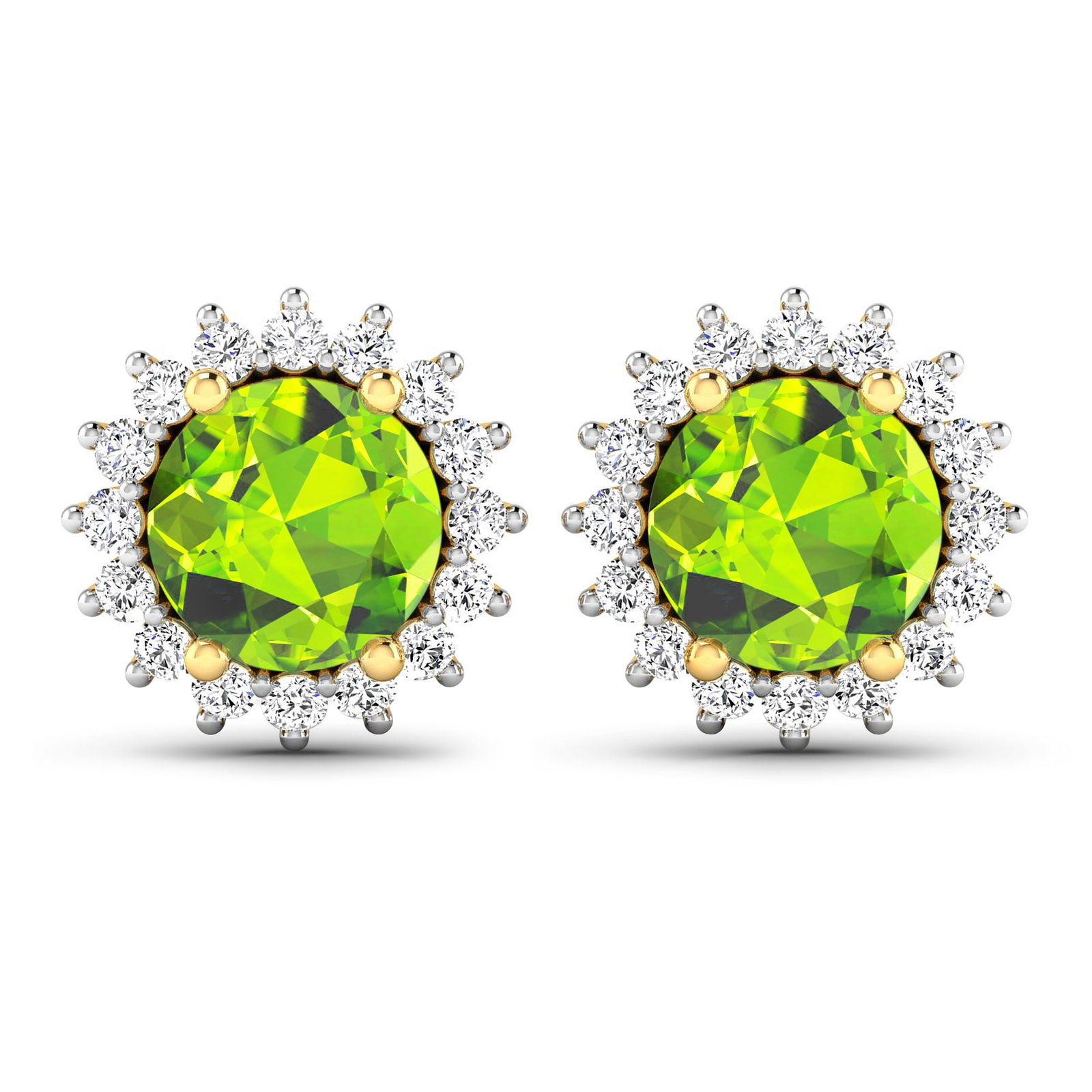 14KT Yellow Gold 1.72ctw Peridot Topaz and Diamond Earrings (1 of 4)
