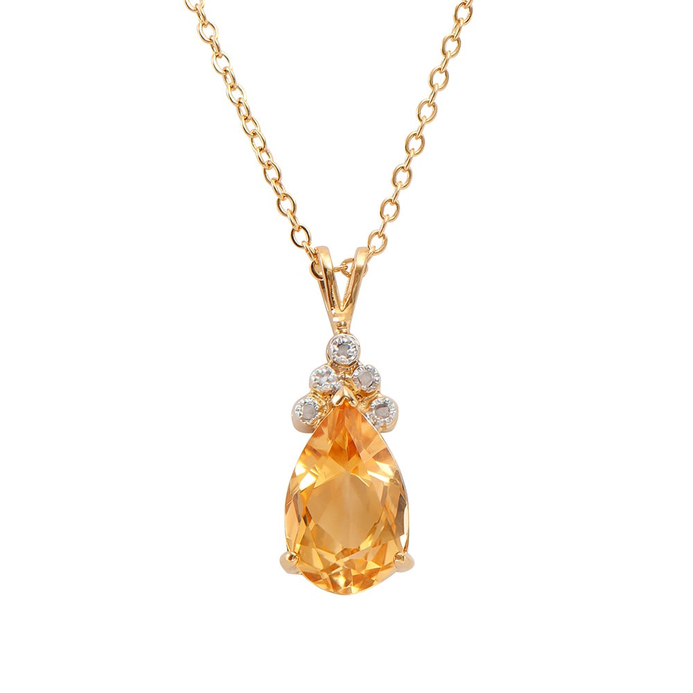 Plated 18KT Yellow Gold 3.75ct Citrine and Diamond Pendant with Chain (1 of 2)