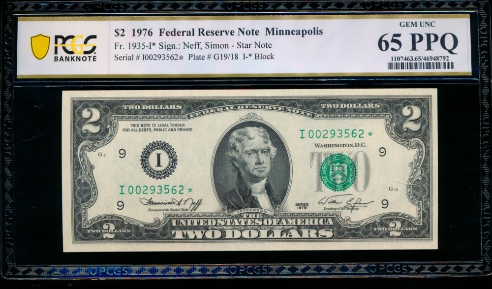 1976 $2 STAR Minneapolis FRN PCGS 65PPQ (1 of 2)