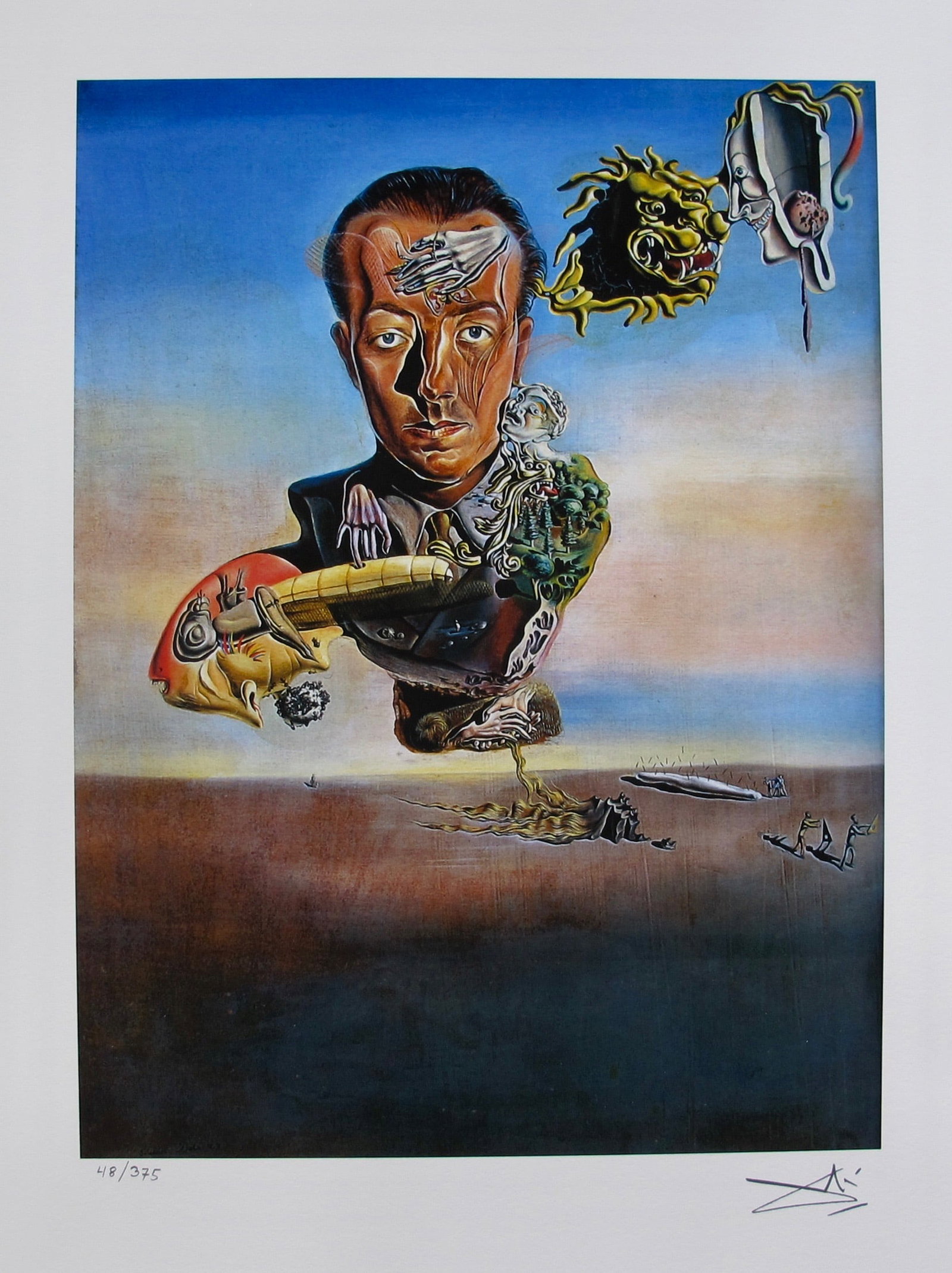 Salvador Dali PORTRAIT OF PAUL ELUARD Facsimile Signed & Numbered Giclee: This is a limited edition giclee titled Portrait of Paul Eluard by Salvador Dali. This piece is facsimile signed on the lower right. Pencil numbered from an edition of 375. Paper measures 14.5 inches 