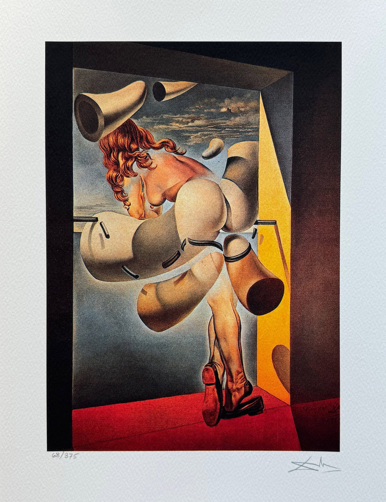 Salvador Dali YOUNG VIRGIN Facsimile Signed Limited Edition Giclee Art: This is a Salvador Dali limited edition giclee titled Young Virgin Auto-Sodomized by the Horns of Her Own Chastity. This piece is facsimile signed which means it has a copy of Dali?s signature on it. 