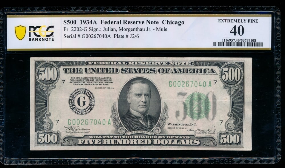 1934A $500 Chicago FRN PCGS 40 (1 of 2)