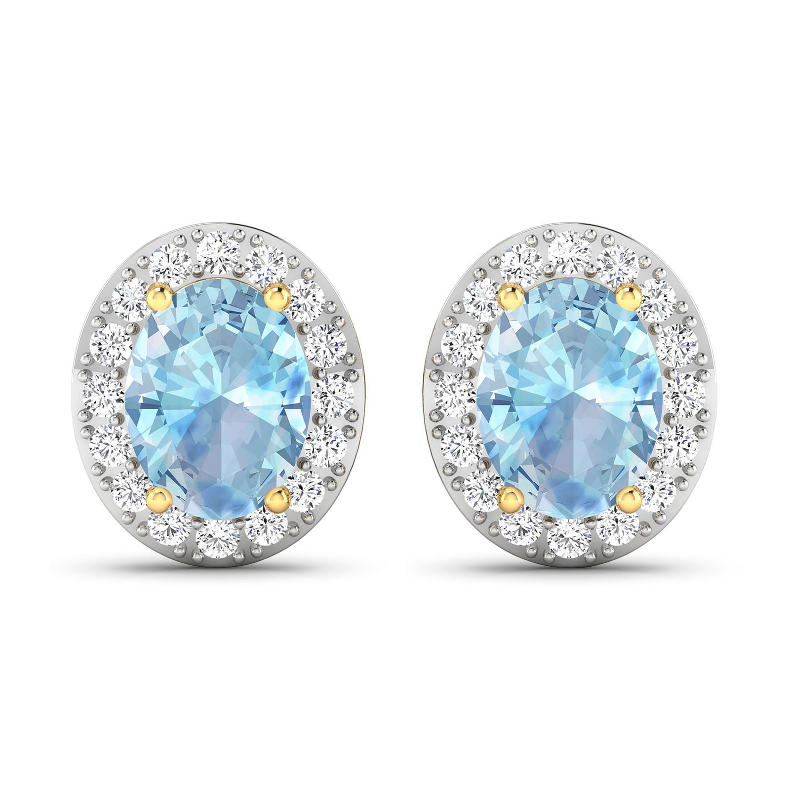 14KT Yellow Gold 1.92ctw Aquamarine and Diamond Earrings