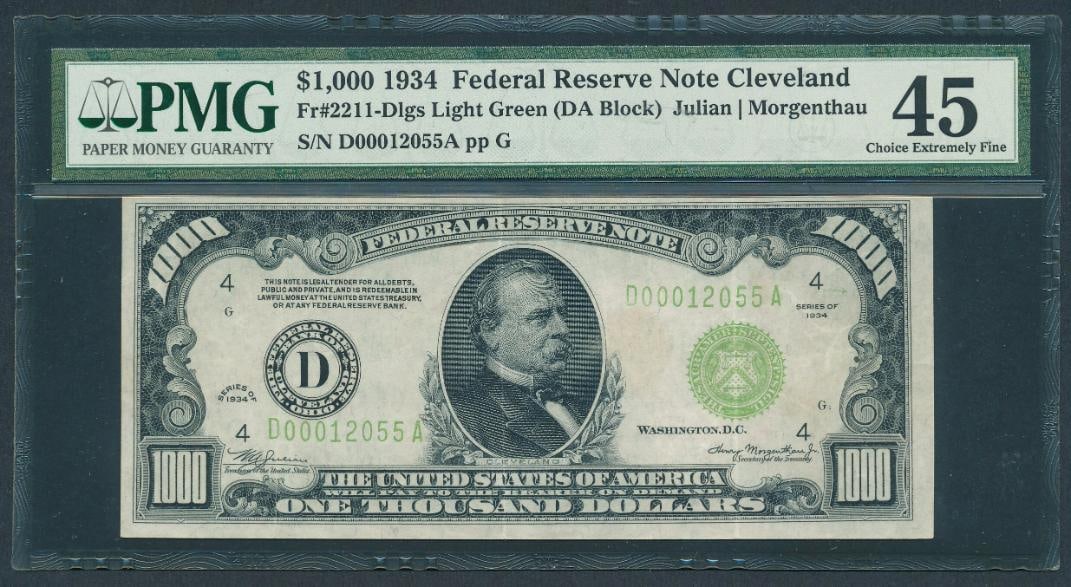 1934 $1000 Cleveland FRN PMG 45