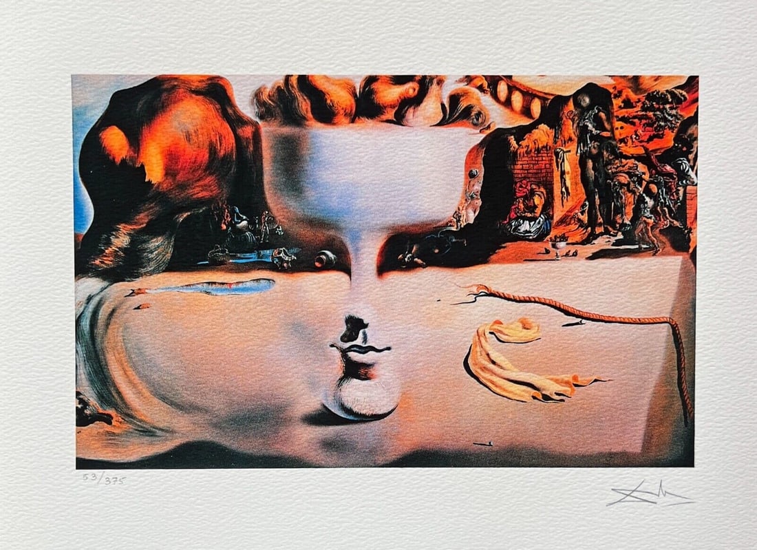 Salvador Dali APPARITION OF FACE Facsimile Signed & Numbered Giclee: This is a limited edition giclee titled Apparition of Face and Fruit Dish on a Beach by Salvador Dali. This piece is facsimile signed on the lower right. Pencil numbered from an edition of 375. Paper 