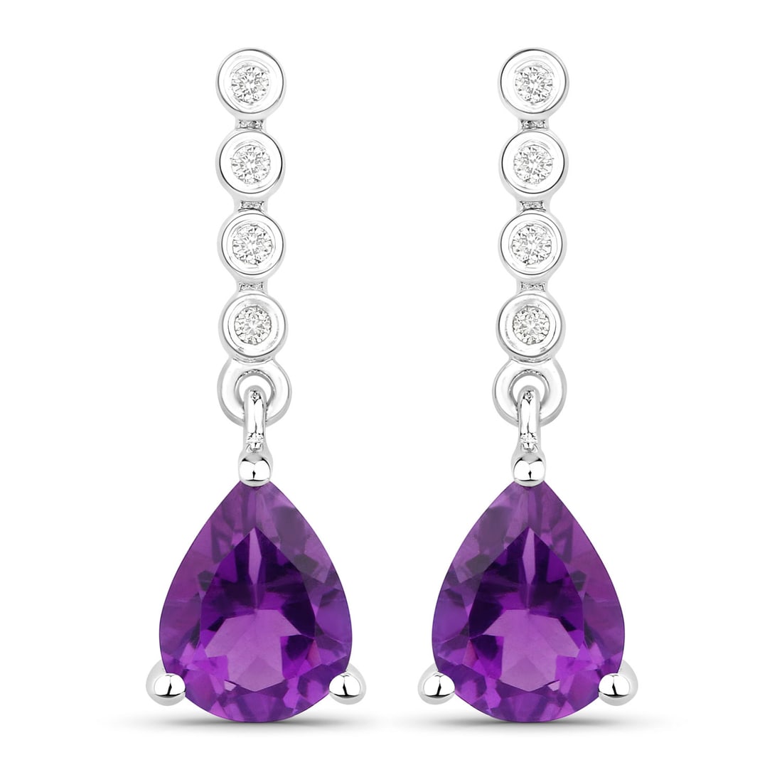 Plated Rhodium 2.00ctw Amethyst and Lab Diamond Earrings (1 of 4)