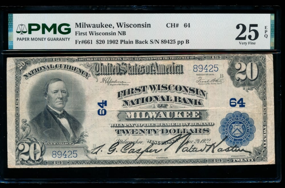 1902 $20 Milwaukee WI National PMG 25EPQ (1 of 2)