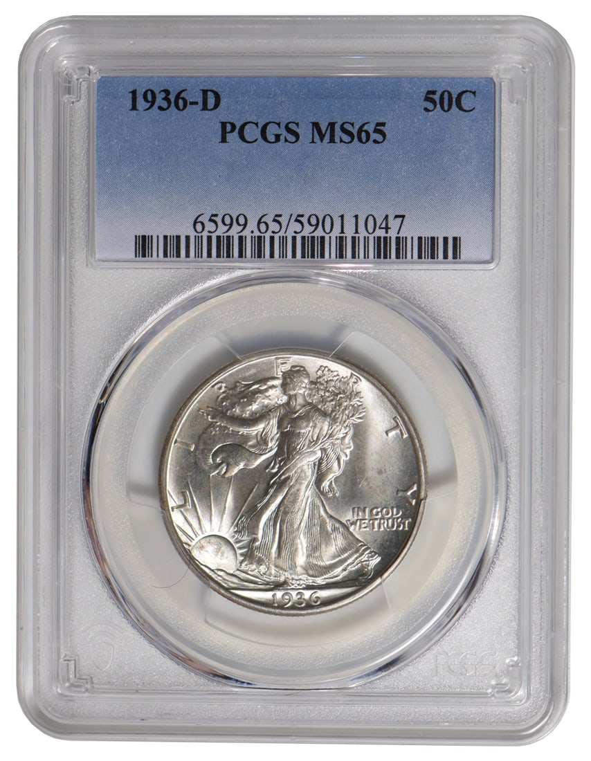 1936-D Walking Liberty Half Dollar PCGS MS65: One 1936-D Walking Liberty Half Dollar PCGS MS65.
