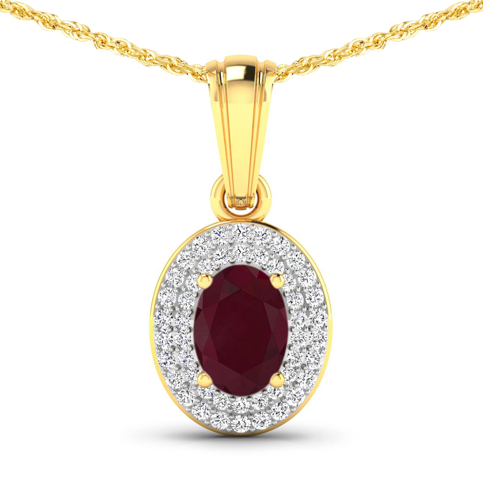 14KT Yellow Gold 0.85ctw Ruby and Diamond Pendant (1 of 3)