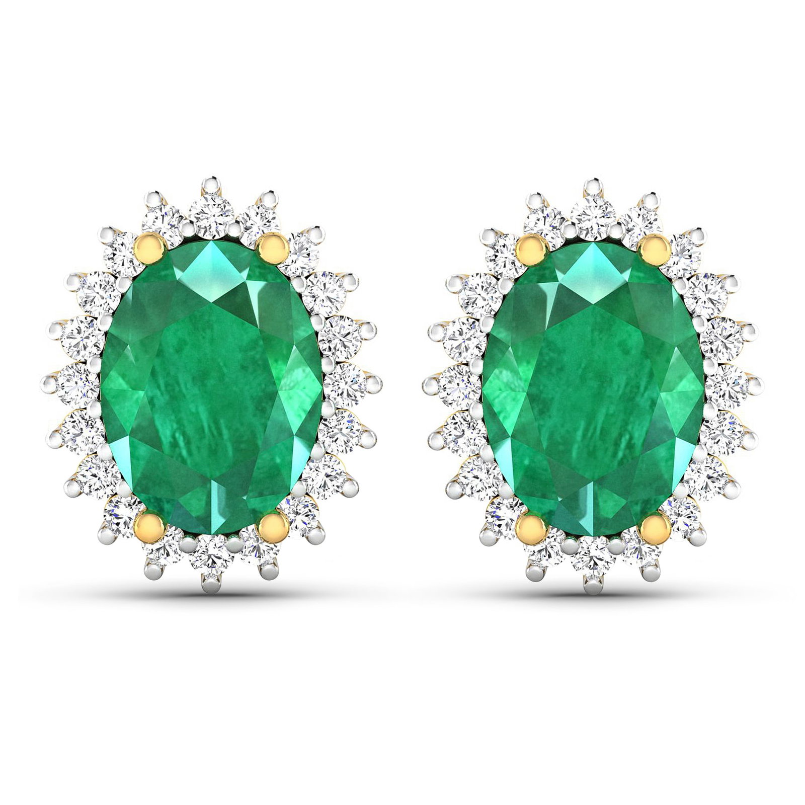 14KT Yellow Gold 2.00ctw Emerald and Diamond Earrings (1 of 4)