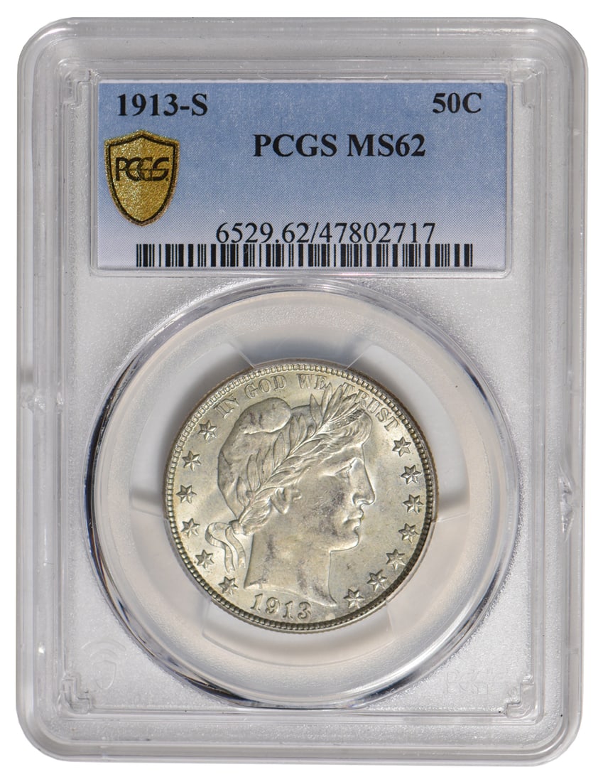 1913-S Barber Half Dollar PCGS MS62 (1 of 2)