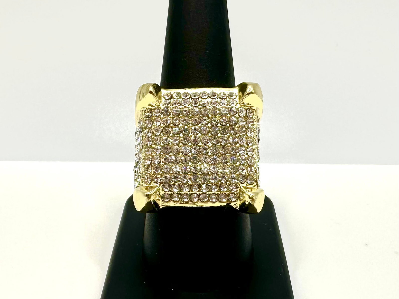 Bold 14 Kt Yellow Gold Plate 12.75 Cttw Simulated Diamond Ring