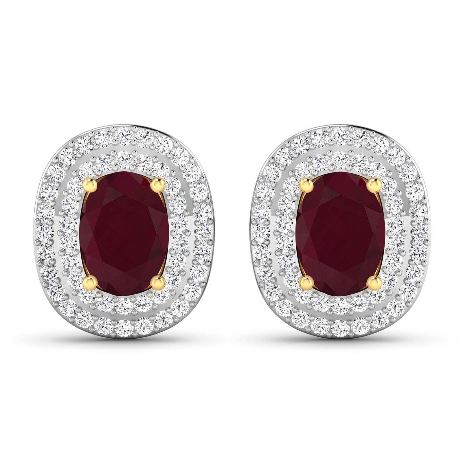 14KT Yellow Gold 1.7ctw Ruby and Diamond Earrings (1 of 4)