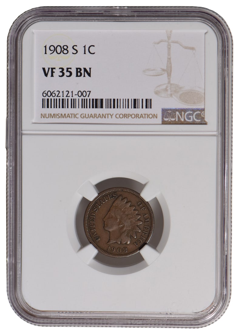 1908-S Indian Cent NGC VF35BN (1 of 2)