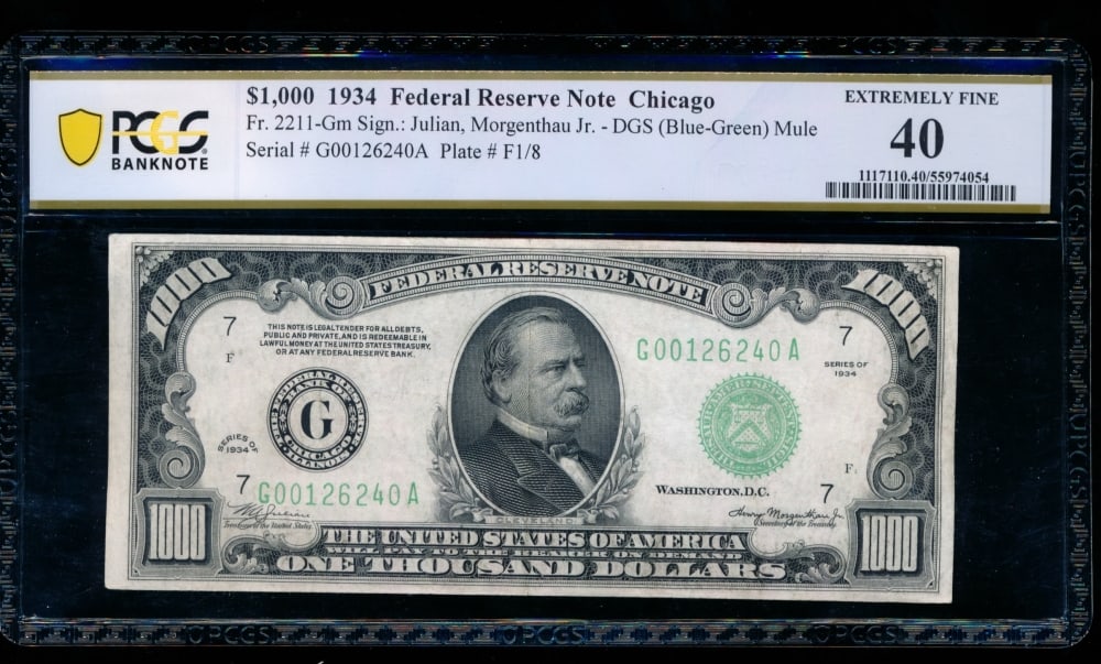 1934 $1000 Chicago FRN PCGS 40