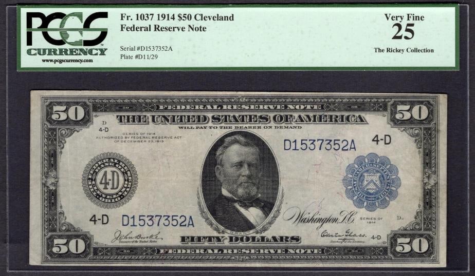 1914 $50 Cleveland FRN PCGS 25