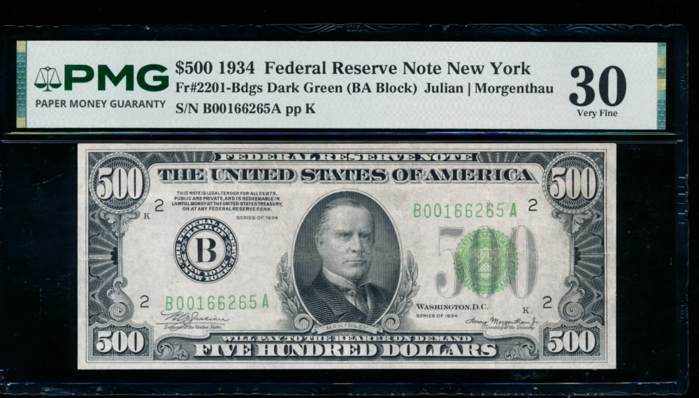 1934 $500 New York FRN PMG 30