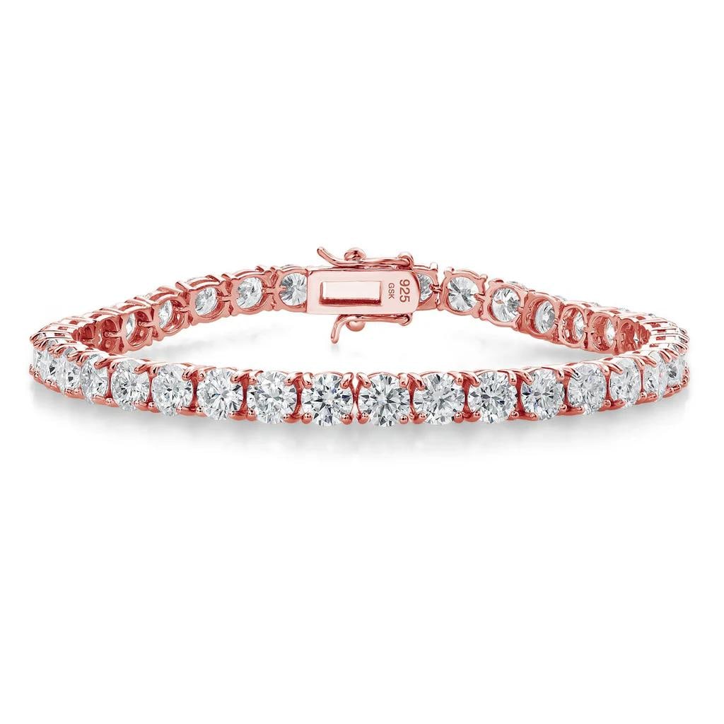 Plated 18KT Rose Gold 18.00ctw Moissanite Bracelet