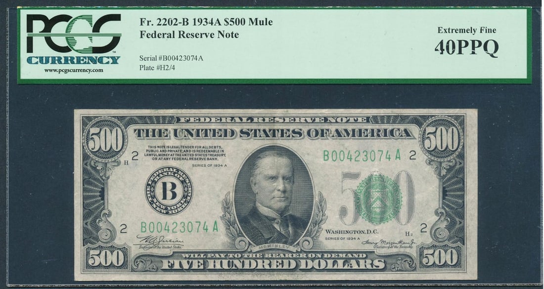 1934A $500 New York FRN PCGS 40PPQ
