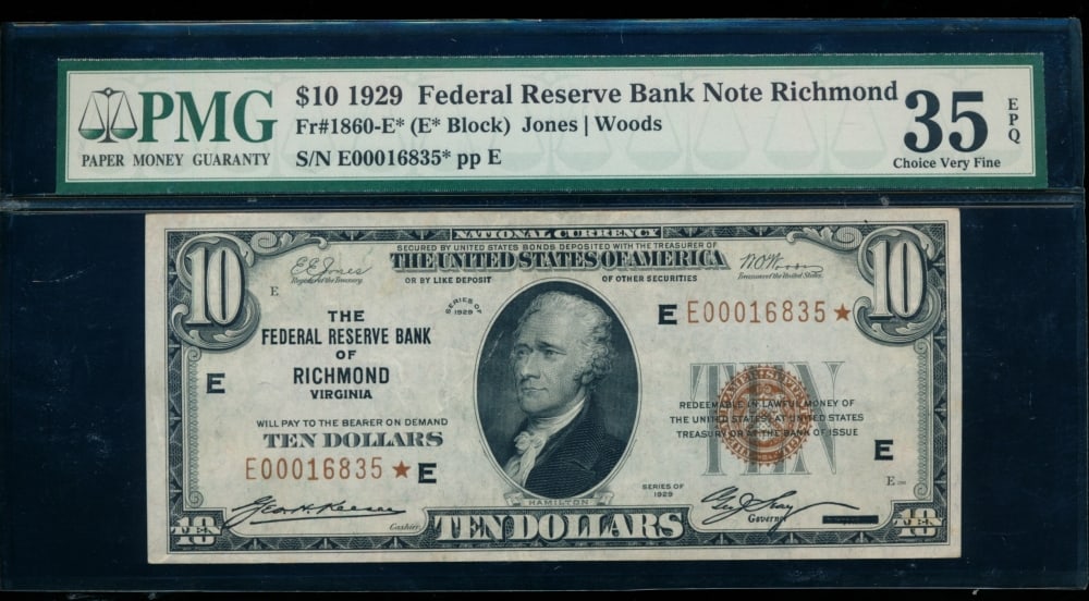 1929 $10 STAR Richmond FRBN PMG 35EPQ (1 of 2)