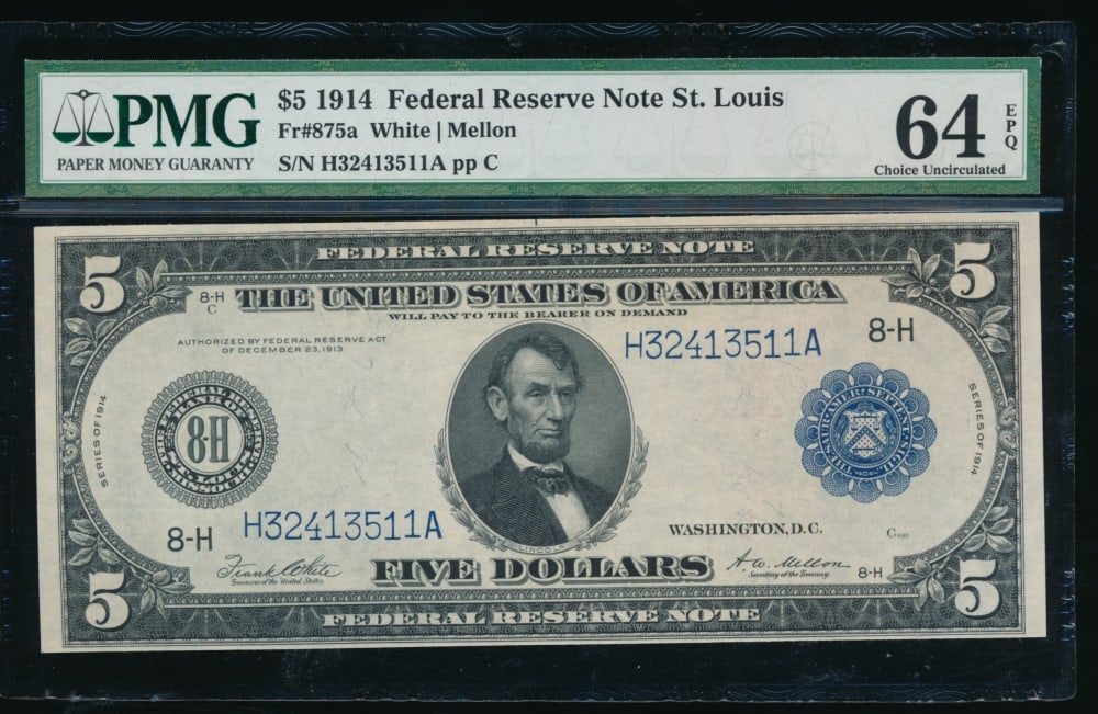 1914 $5 St Louis FRN PMG 64EPQ (1 of 2)