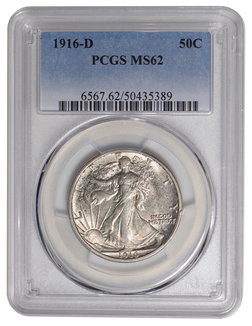 1916-D Walking Liberty Half Dollar PCGS MS62