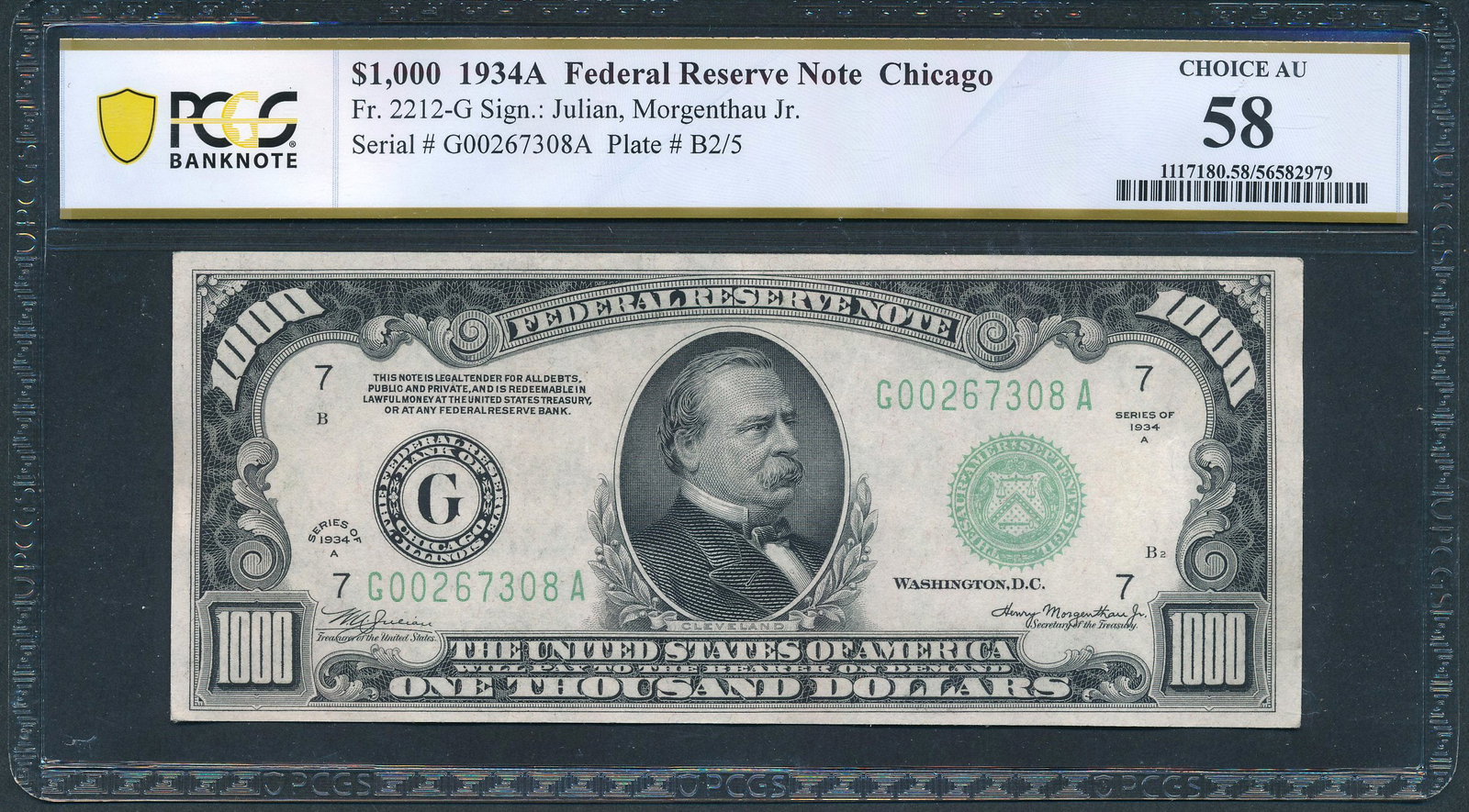 1934A $1000 Chicago FRN PCGS 58