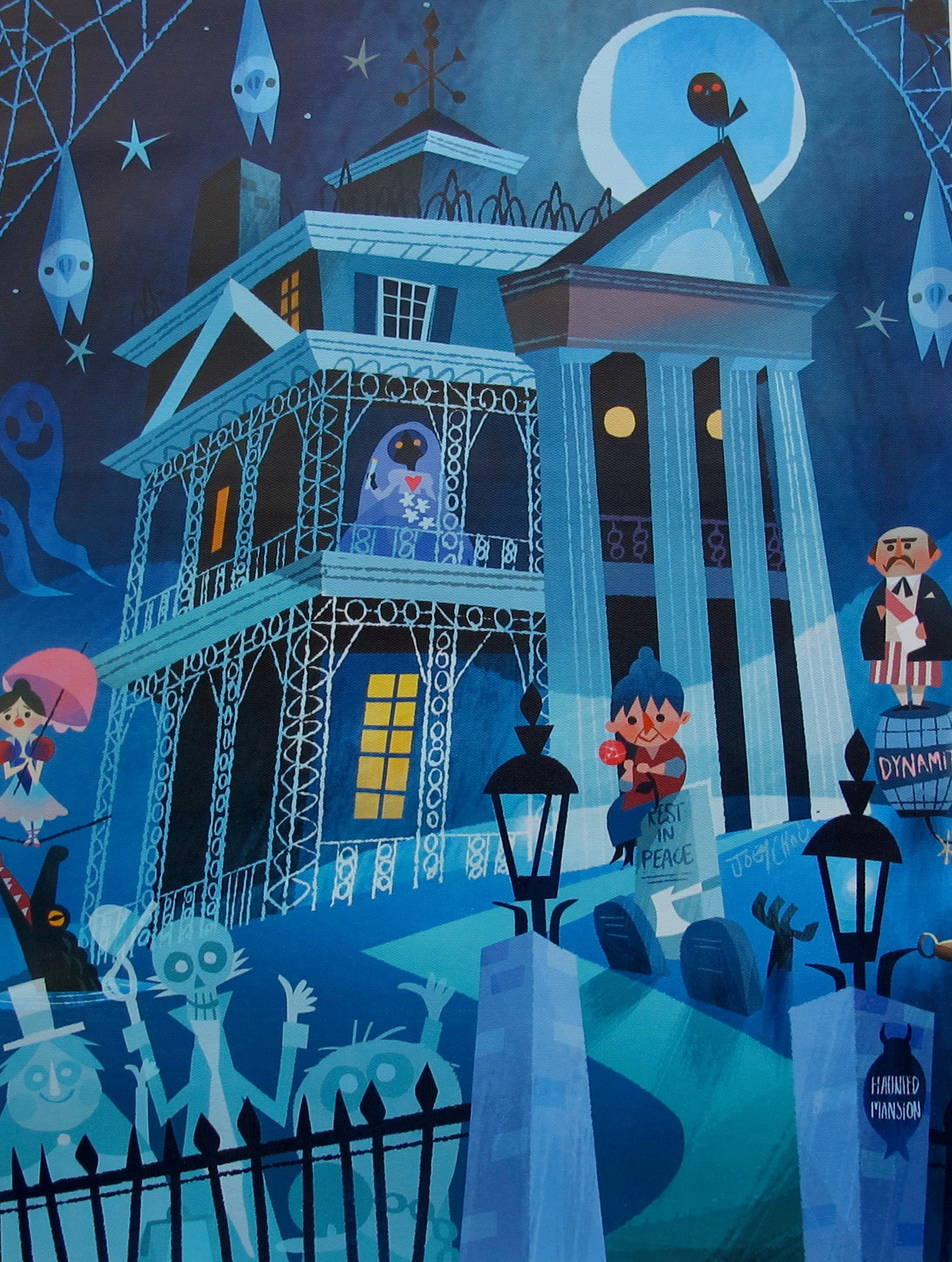 DISNEY HAUNTED MANSION RIDE Art Giclee on Canvas by Joey Chou