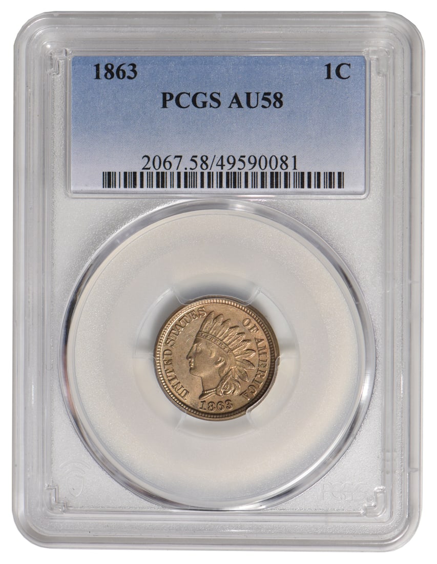 1863 Indian Cent PCGS AU58