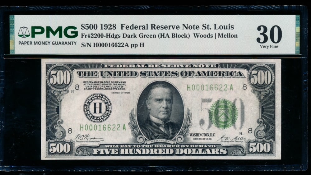 1928 $500 St Louis FRN PMG 30