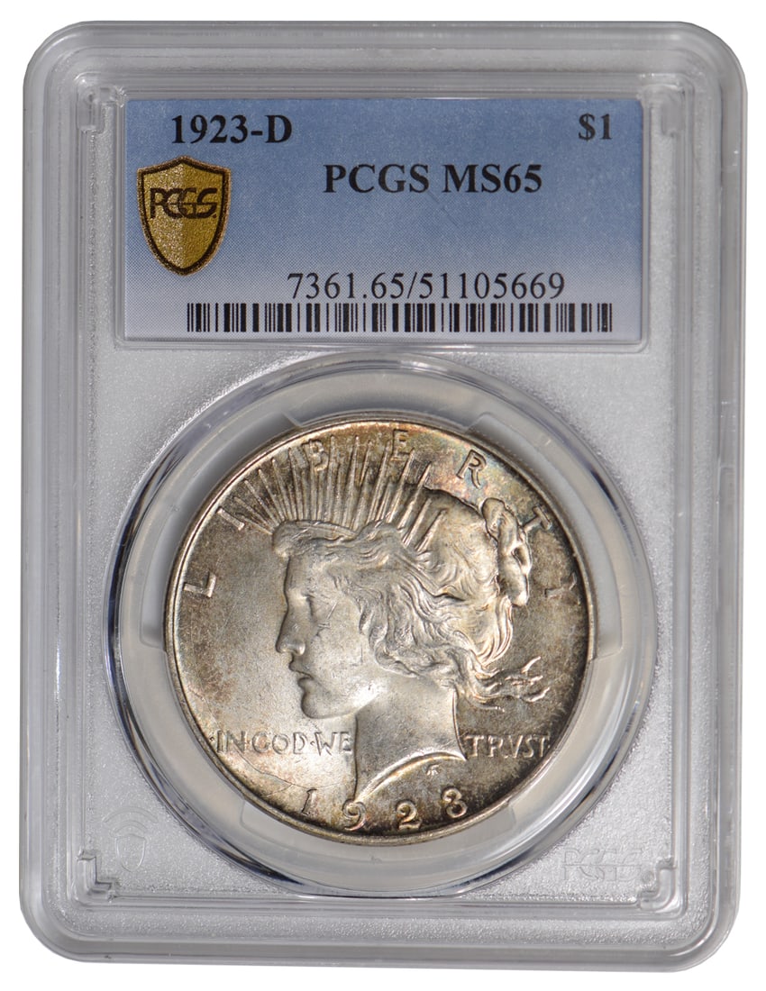 1923-D $1 Peace Silver Dollar PCGS MS65