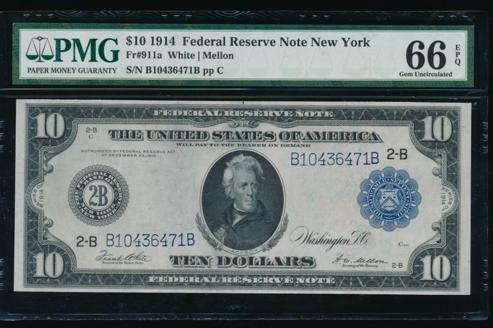 1914 $10 New York FRN PMG 66EPQ