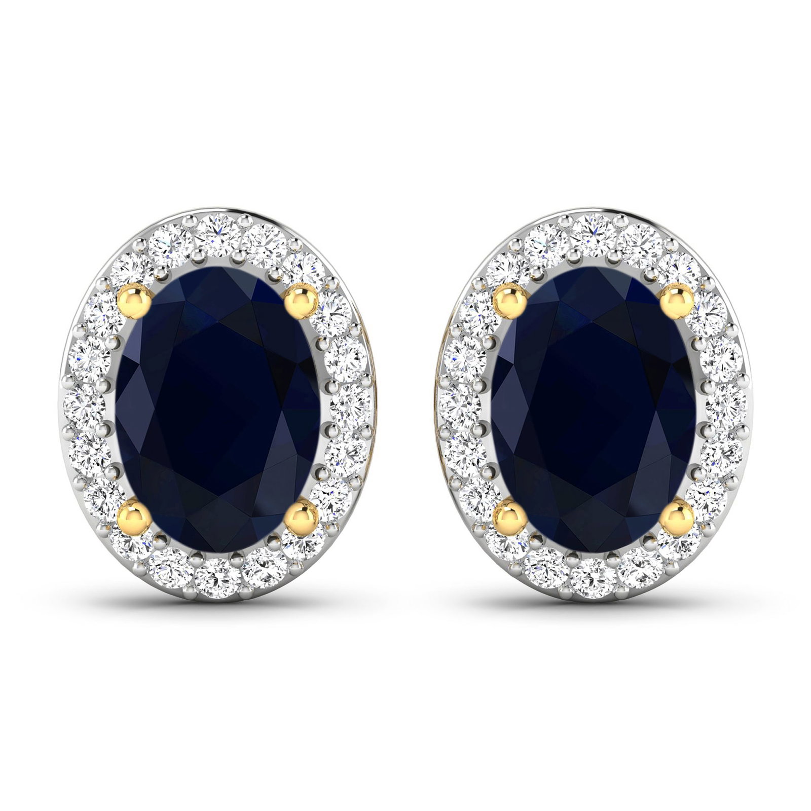 14KT Yellow Gold 1.5ctw Blue Sapphire and Diamond Earrings