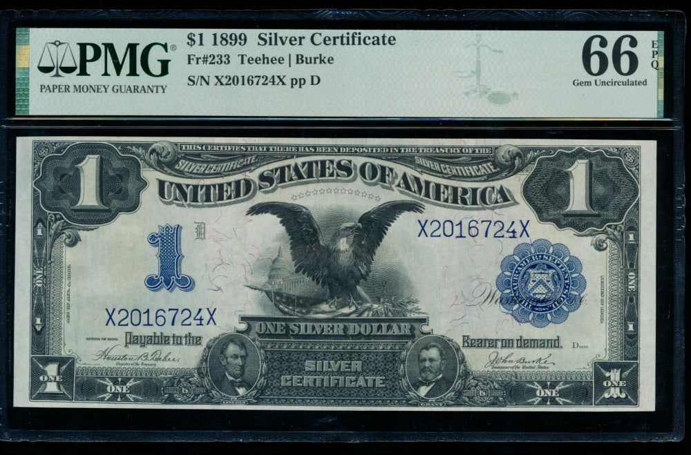 1899 $1 Black Eagle Silver Certificate PMG 66EPQ