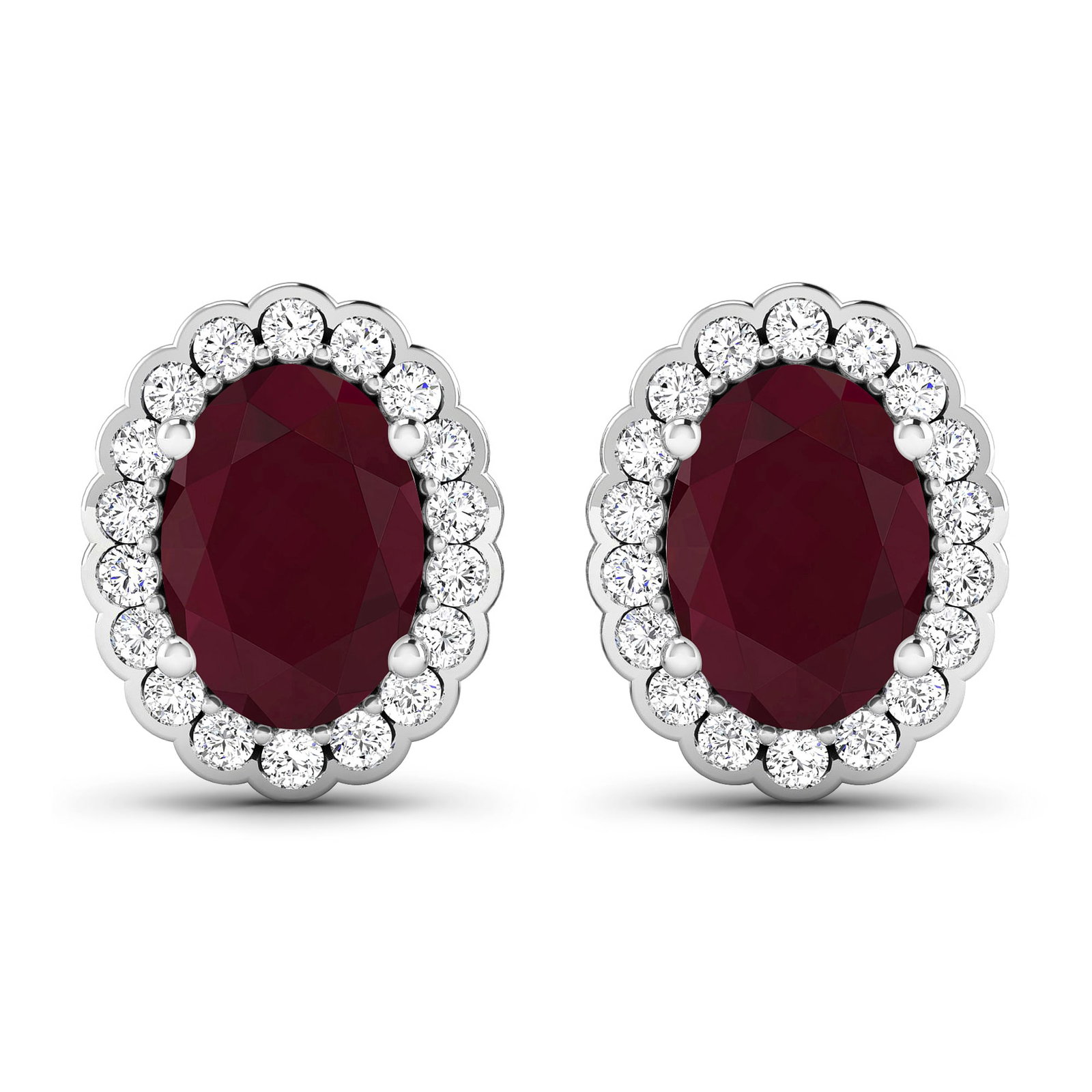 14KT White Gold 1.7ctw Ruby and Diamond Earrings (1 of 4)