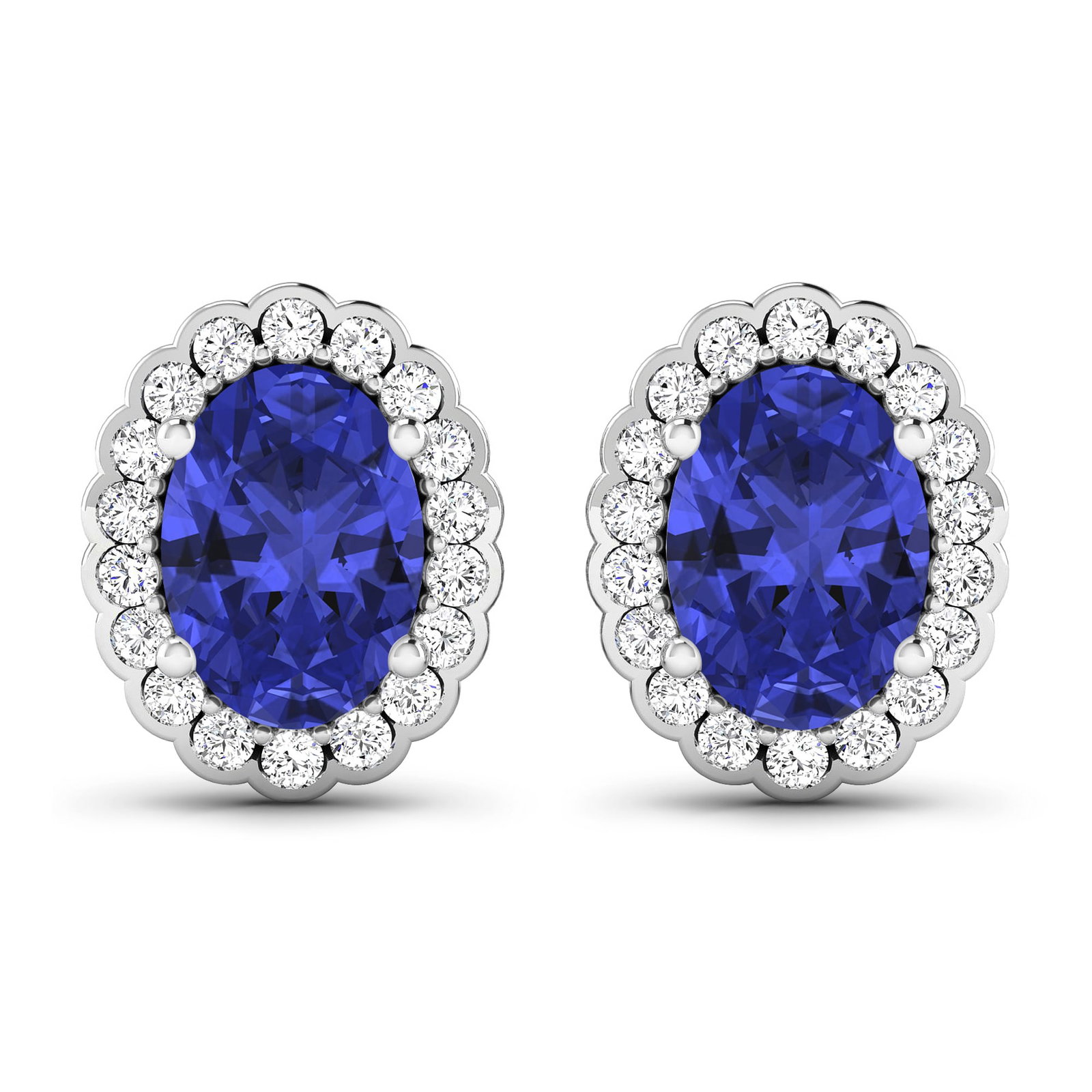 14KT White Gold 1.24ctw Tanzanite and Diamond Earrings